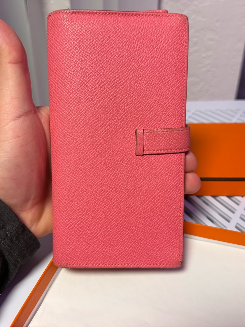 Hermes Pink Epsom Leather Bearn Long Wallet - Picture 5 of 10